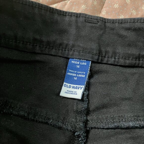 Old Navy Pants Womens 16 High Rise Wide Leg Black Chinos Cropped - Picture 3 of 10